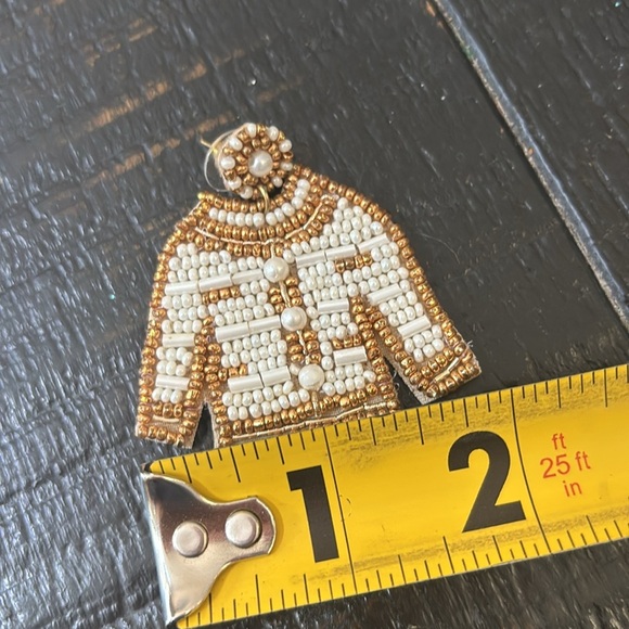 Winter Pullover Sweater Earrings |  Small Seed Beaded Earrings | preppy - Picture 5 of 5